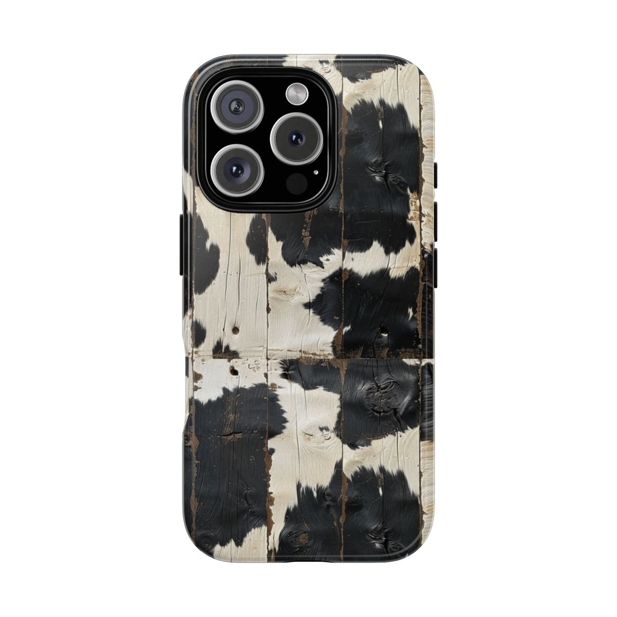 Black Wooden Cowhide Tough Case