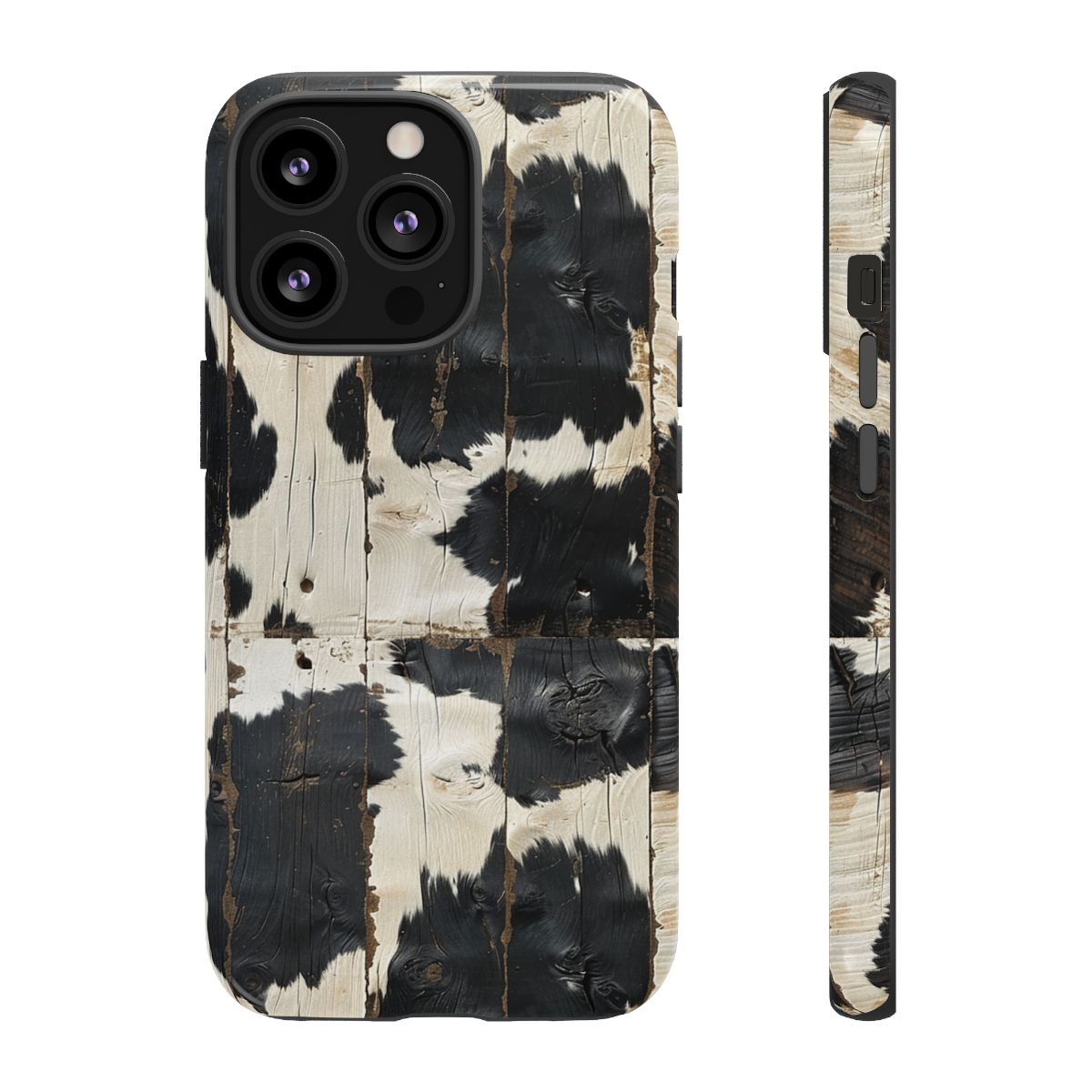 Black Wooden Cowhide Tough Case