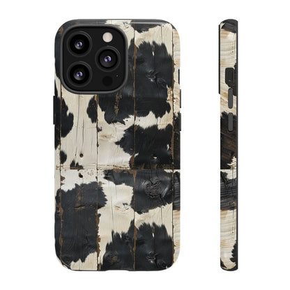 Black Wooden Cowhide Tough Case