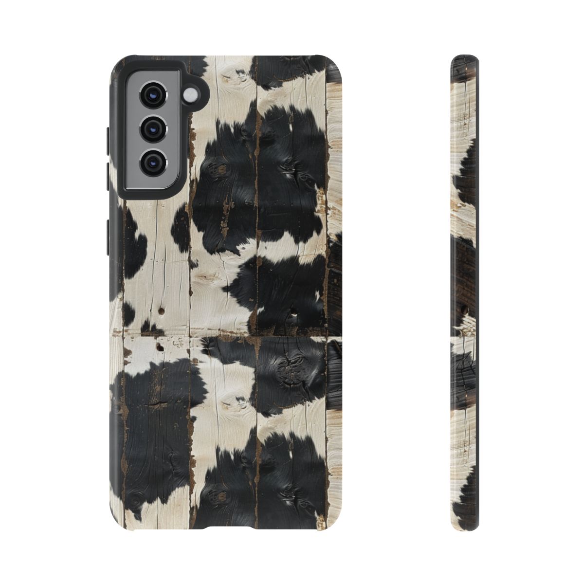Black Wooden Cowhide Tough Case