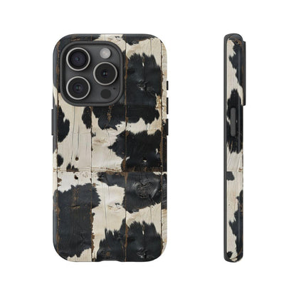 Black Wooden Cowhide Tough Case
