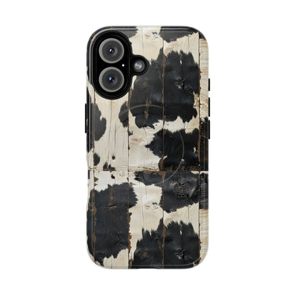 Black Wooden Cowhide Magnetic Case