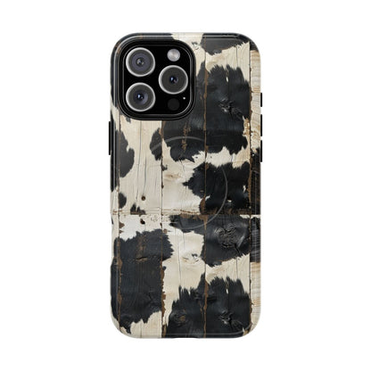 Black Wooden Cowhide Magnetic Case