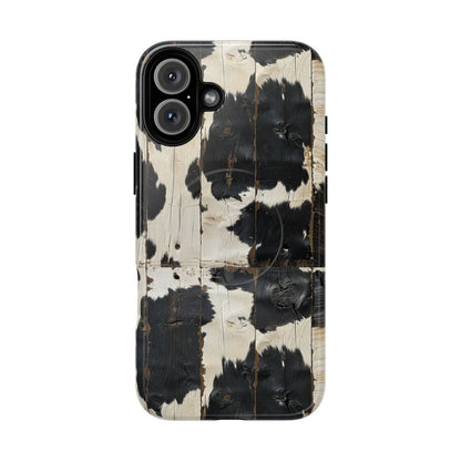 Black Wooden Cowhide Magnetic Case