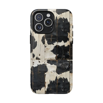 Black Wooden Cowhide Magnetic Case