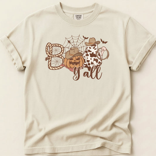Boo Ya'll Halloween T-shirt on Ivory