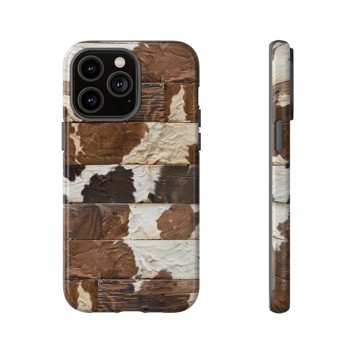 Brown Wooden Cowhide Tough Case