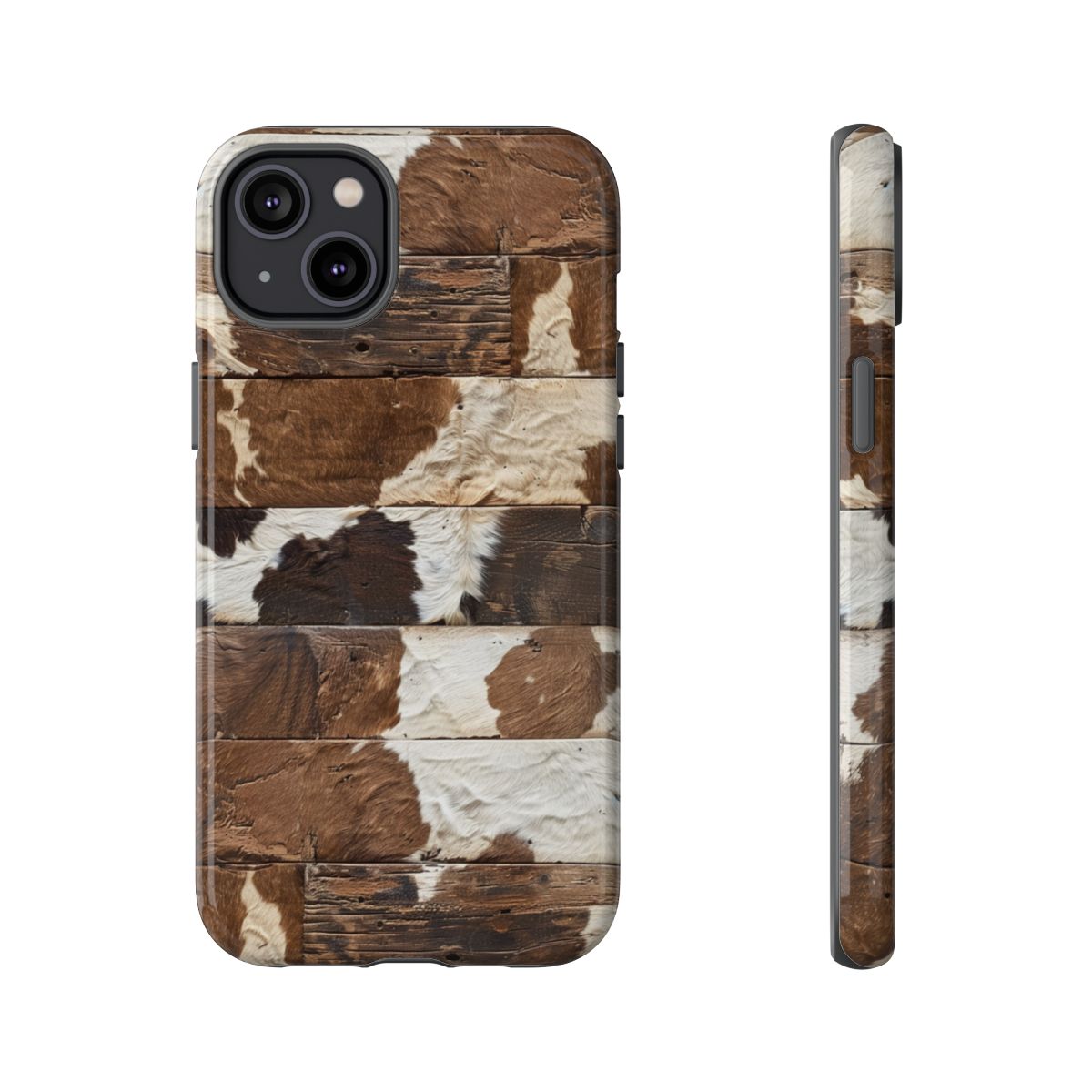 Brown Wooden Cowhide Tough Case