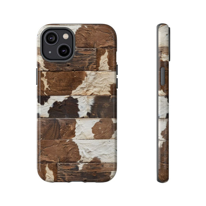 Brown Wooden Cowhide Tough Case
