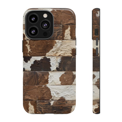 Brown Wooden Cowhide Tough Case