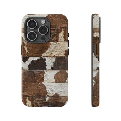 Brown Wooden Cowhide Tough Case