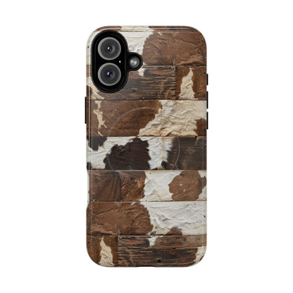Brown Wooden Cowhide Magnetic Case