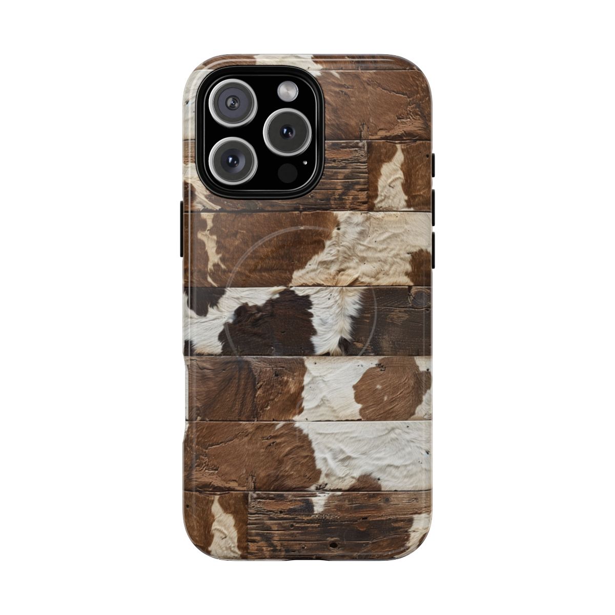 Brown Wooden Cowhide Magnetic Case