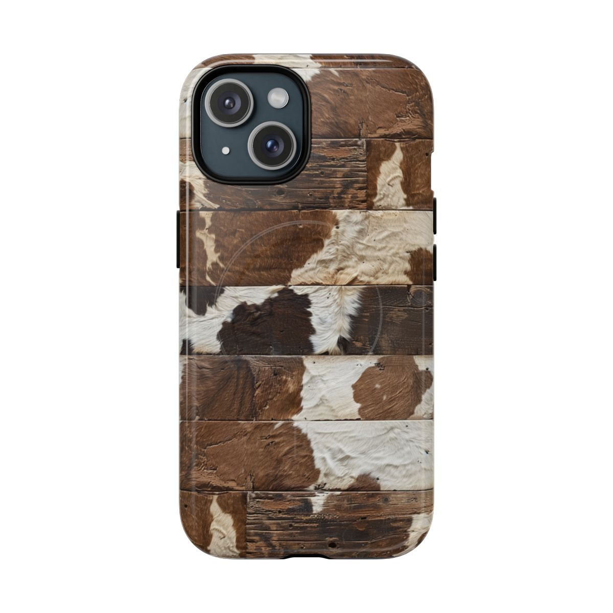 Brown Wooden Cowhide Magnetic Case