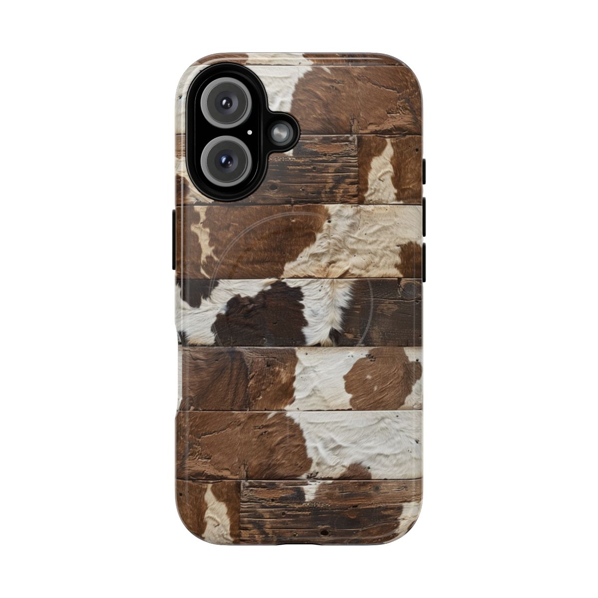 Brown Wooden Cowhide Magnetic Case