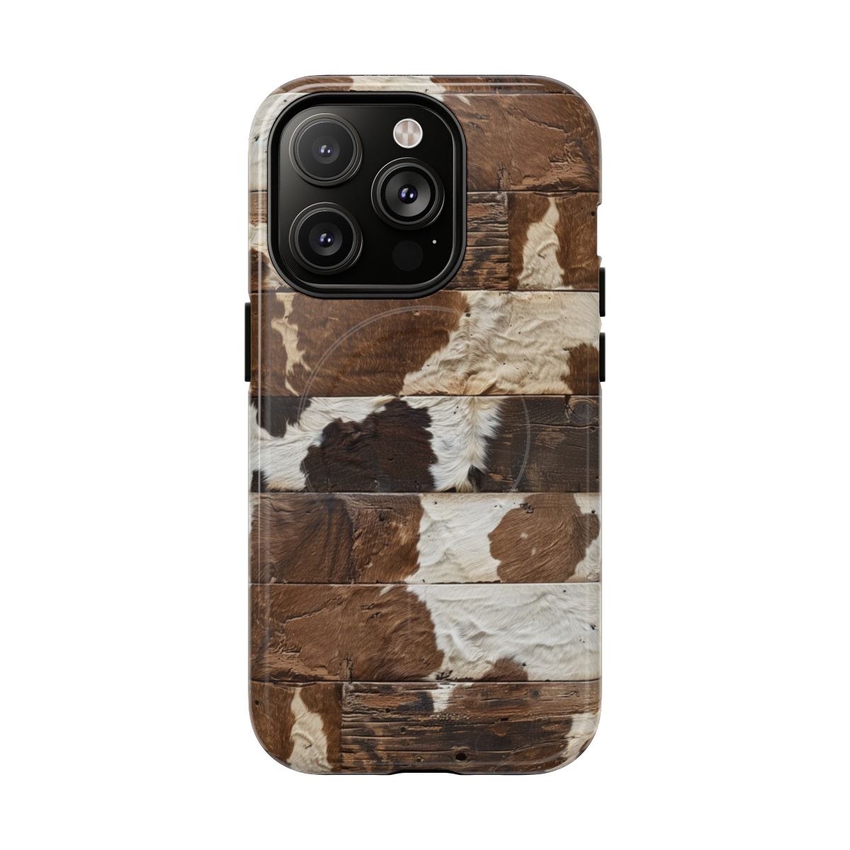 Brown Wooden Cowhide Magnetic Case