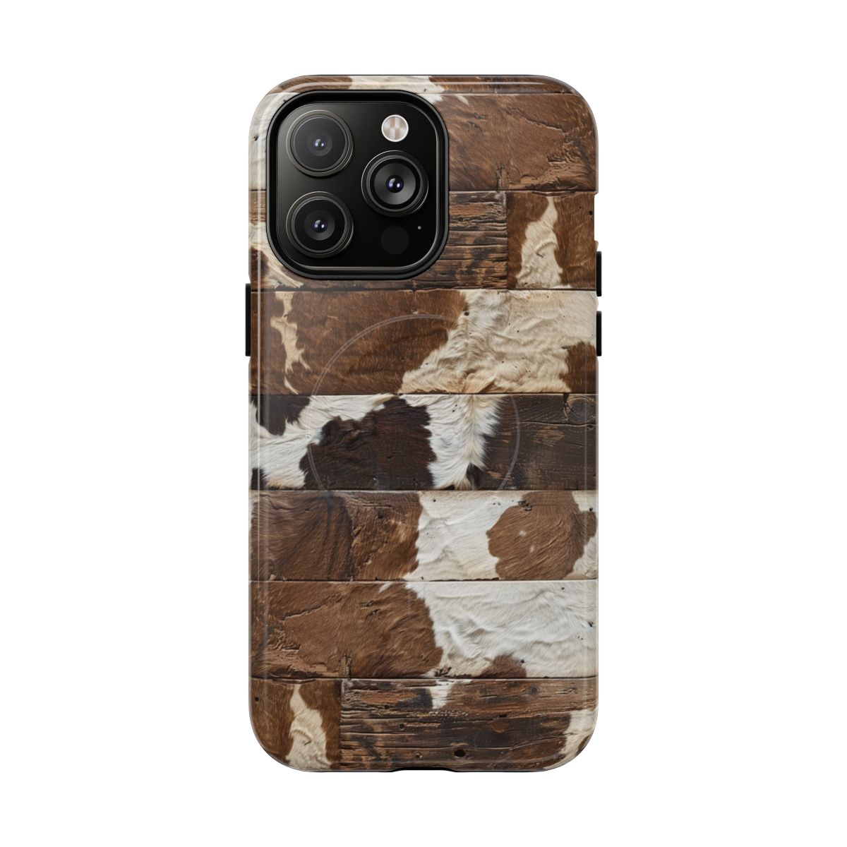Brown Wooden Cowhide Magnetic Case