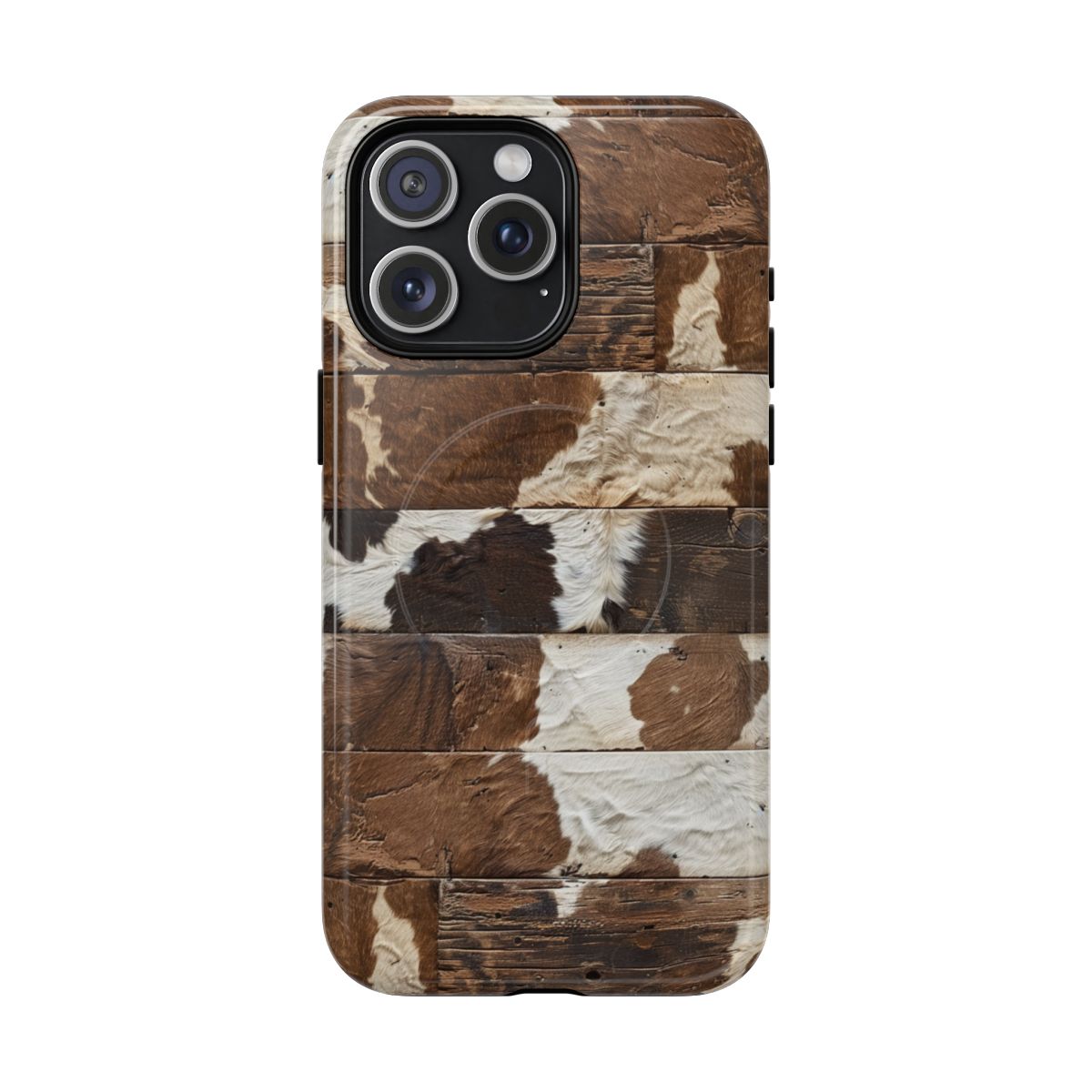 Brown Wooden Cowhide Magnetic Case