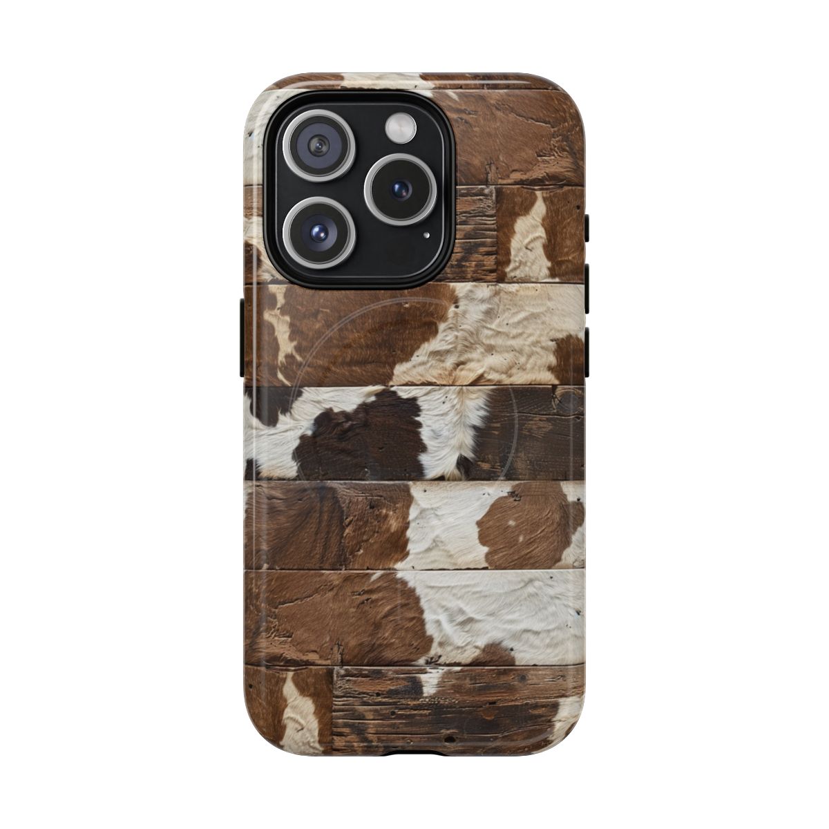Brown Wooden Cowhide Magnetic Case