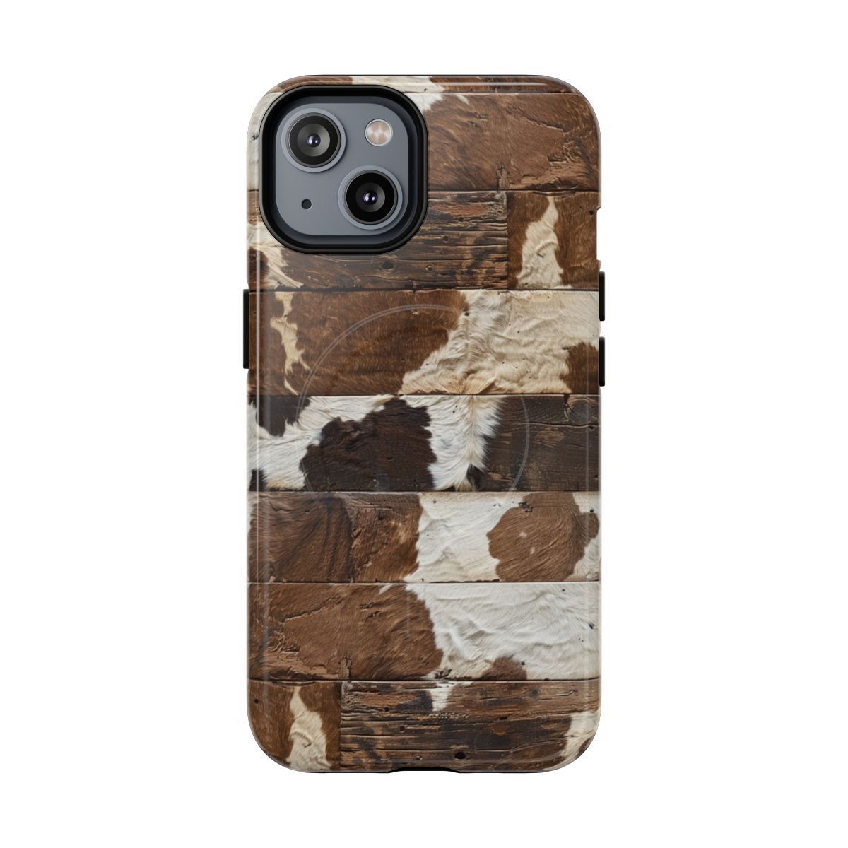 Brown Wooden Cowhide Magnetic Case