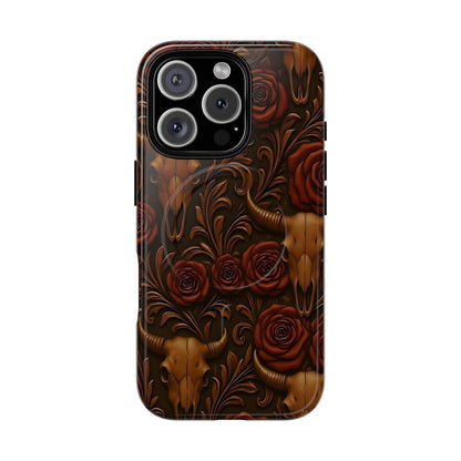 Bull Skull Cowgirl Rose Magnetic Case