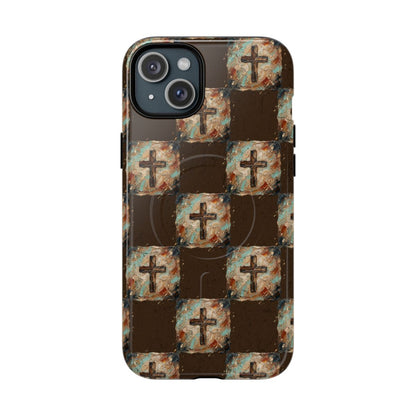 Checker Painted Cross Magnetic Case