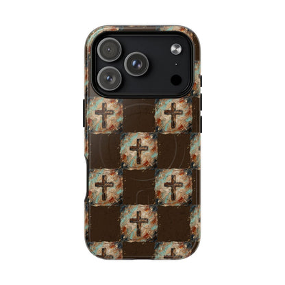 Checker Painted Cross Magnetic Case