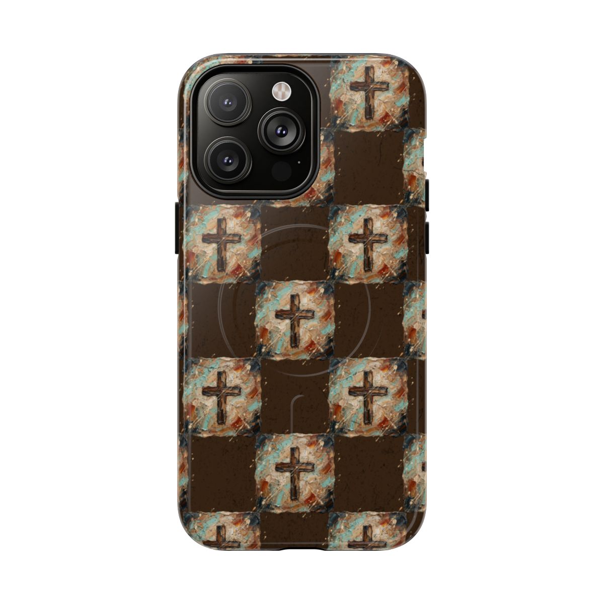 Checker Painted Cross Magnetic Case