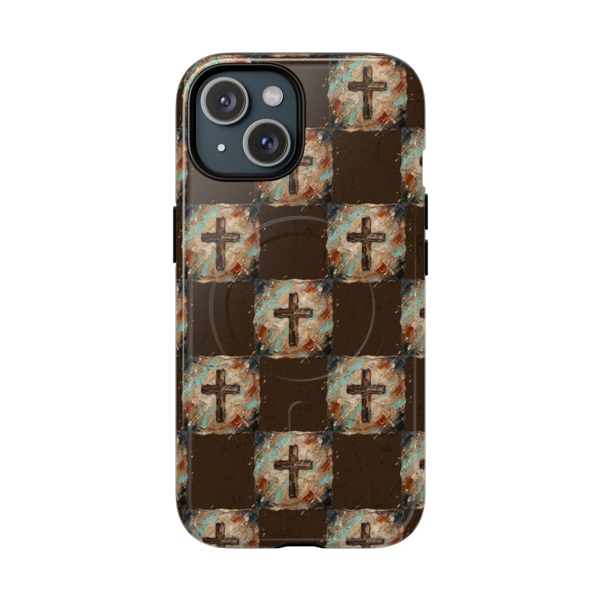 Checker Painted Cross Magnetic Case