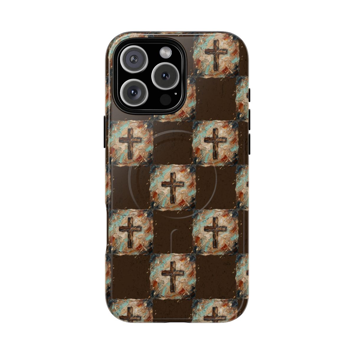 Checker Painted Cross Magnetic Case