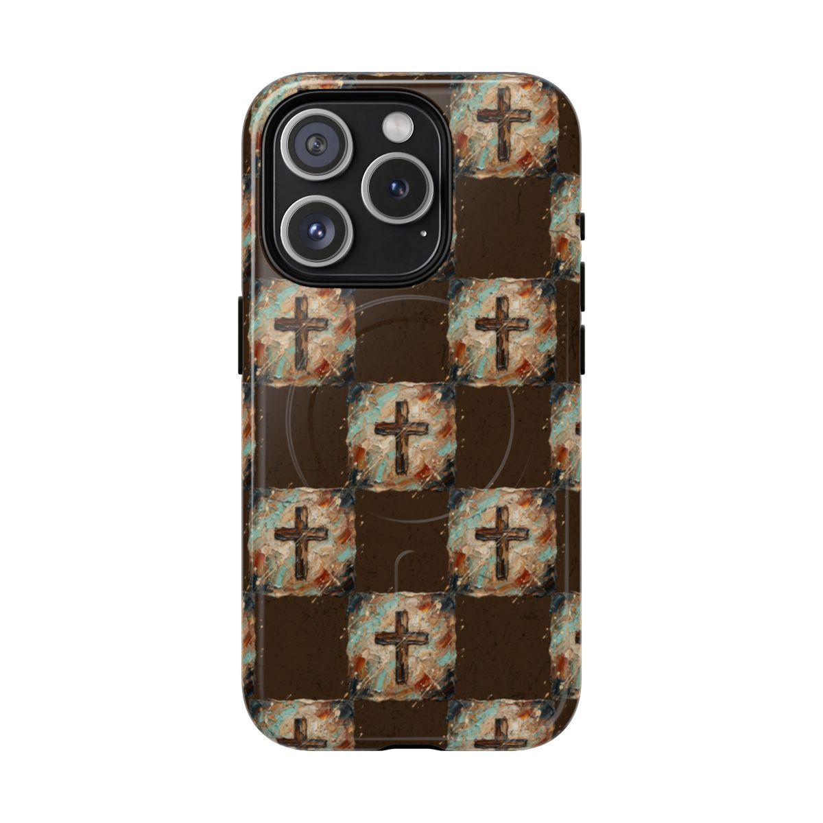 Checker Painted Cross Magnetic Case