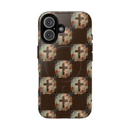 Checker Painted Cross Magnetic Case