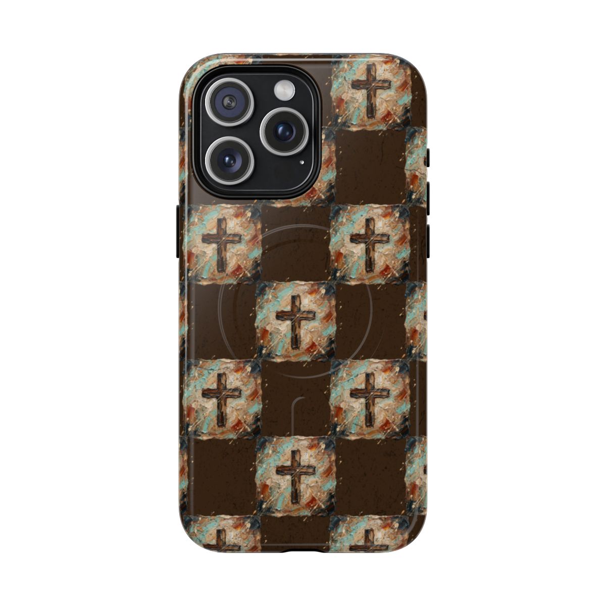Checker Painted Cross Magnetic Case