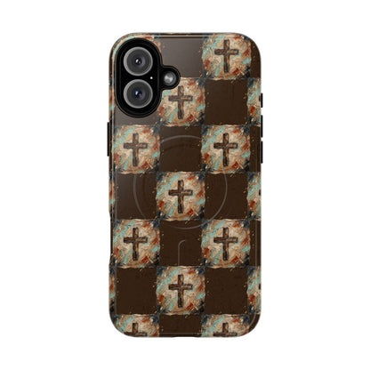 Checker Painted Cross Magnetic Case