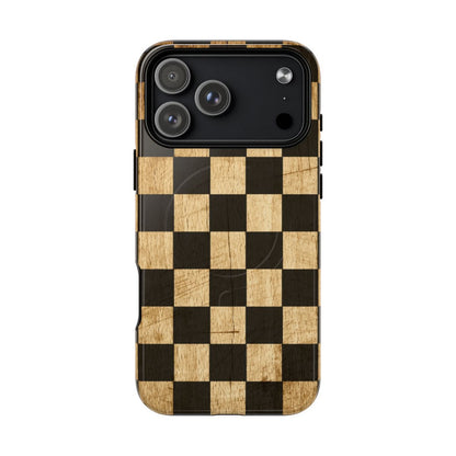 Checkered Rustic Wood Magnetic Case - iPhone 18 Pro Max