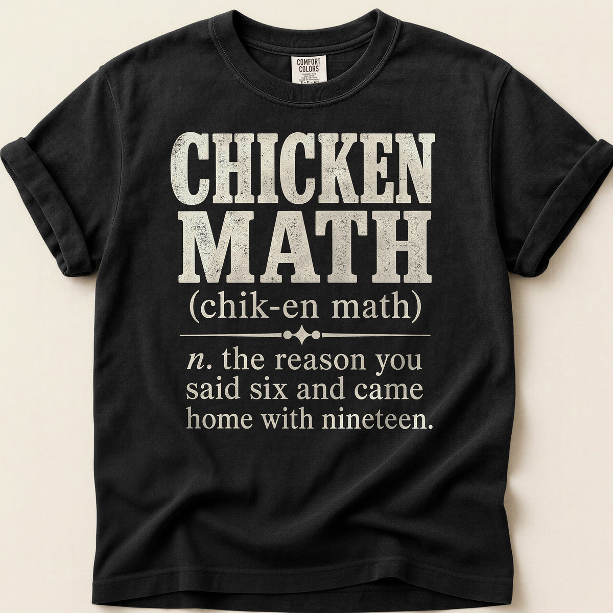 Chicken Math Definition T-shirt on Black