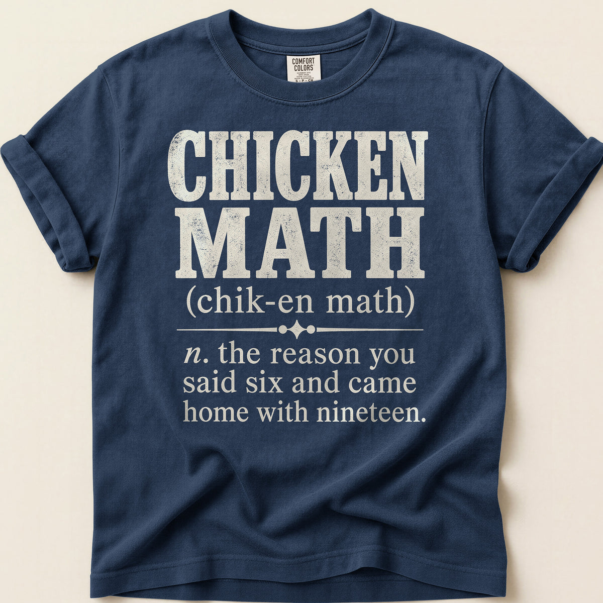 Chicken Math Definition T-shirt on Navy