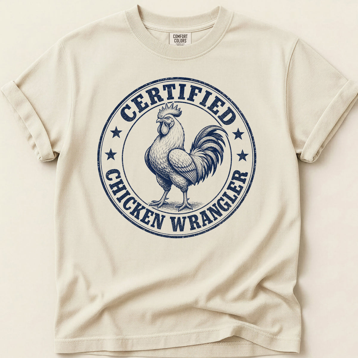 Chicken Wrangler T-shirt on Ivory