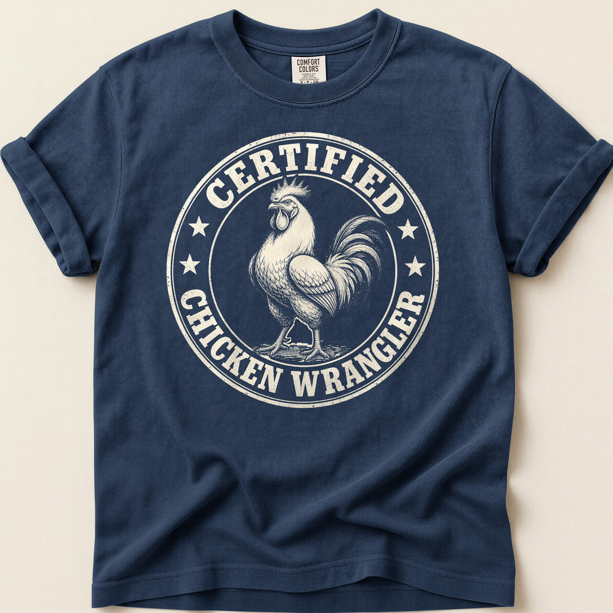 Chicken Wrangler T-shirt on Navy