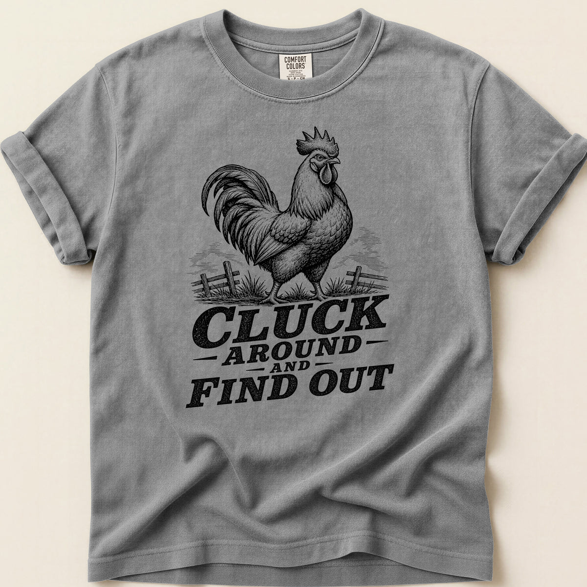 Cluck Around T-shirt on Grey