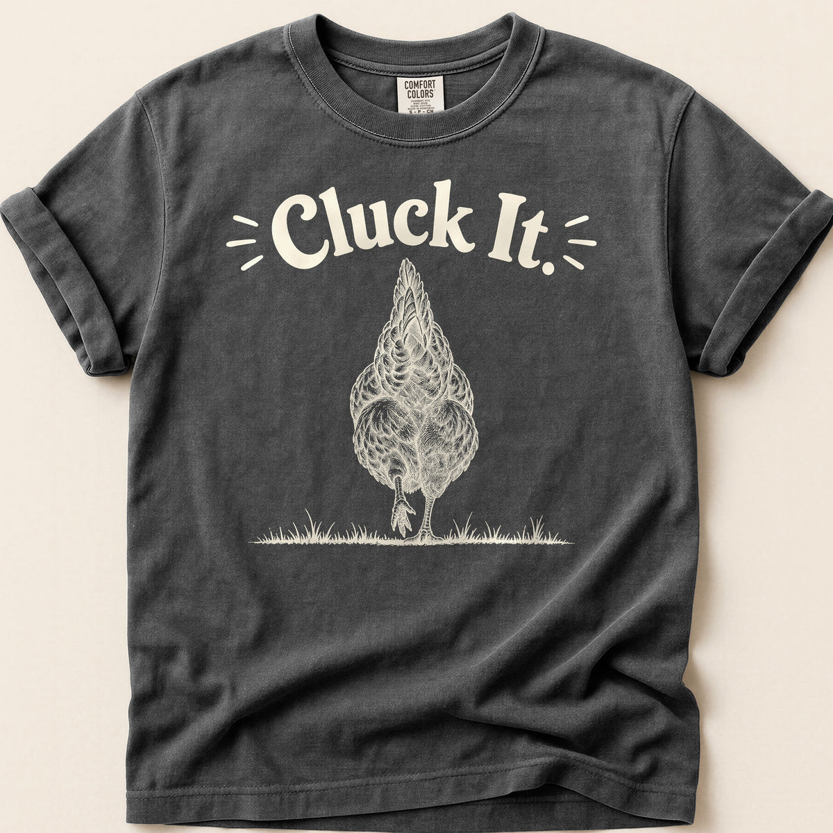 Cluck It T-shirt on Pepper
