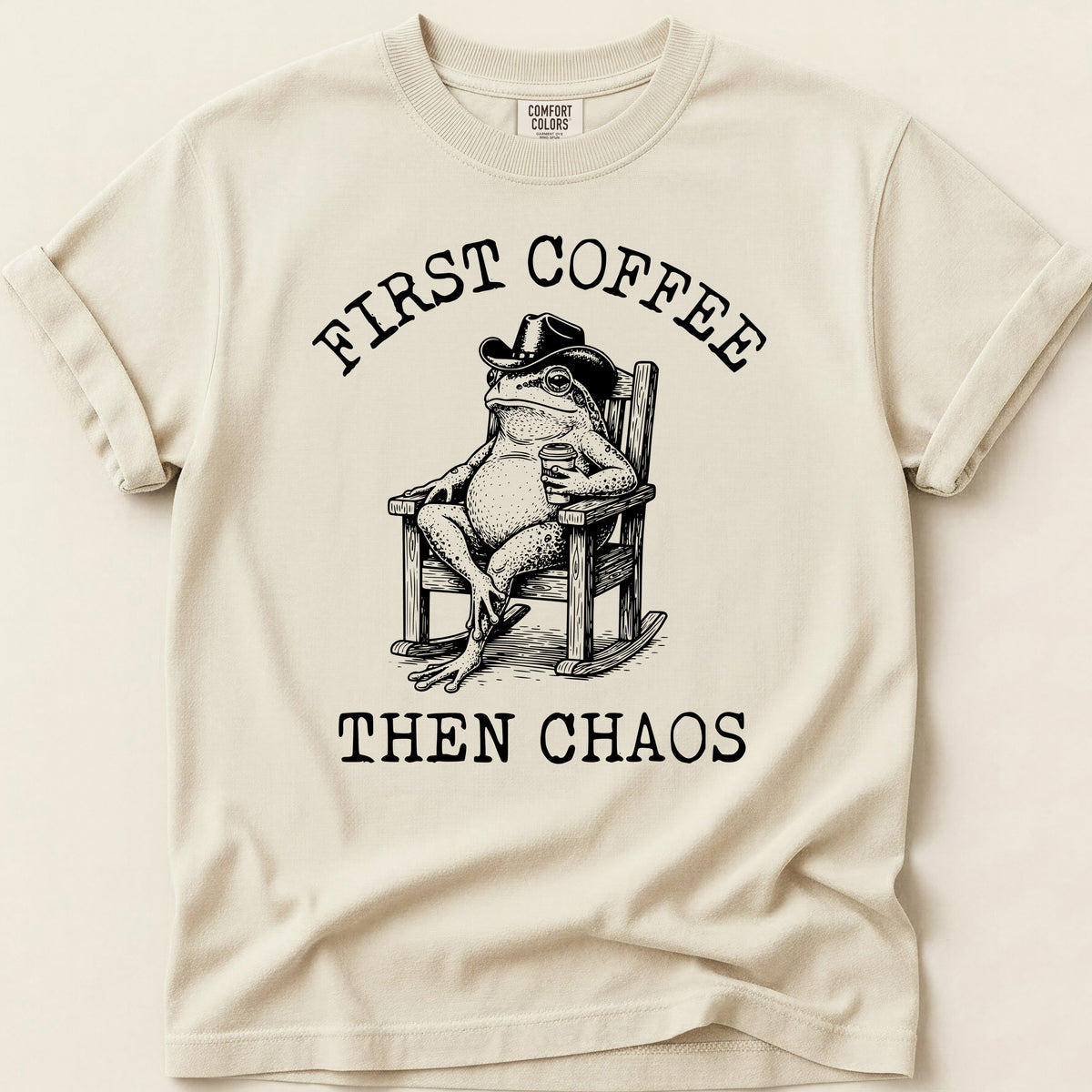 Coffee Chaos Toad T-shirt on Ivory