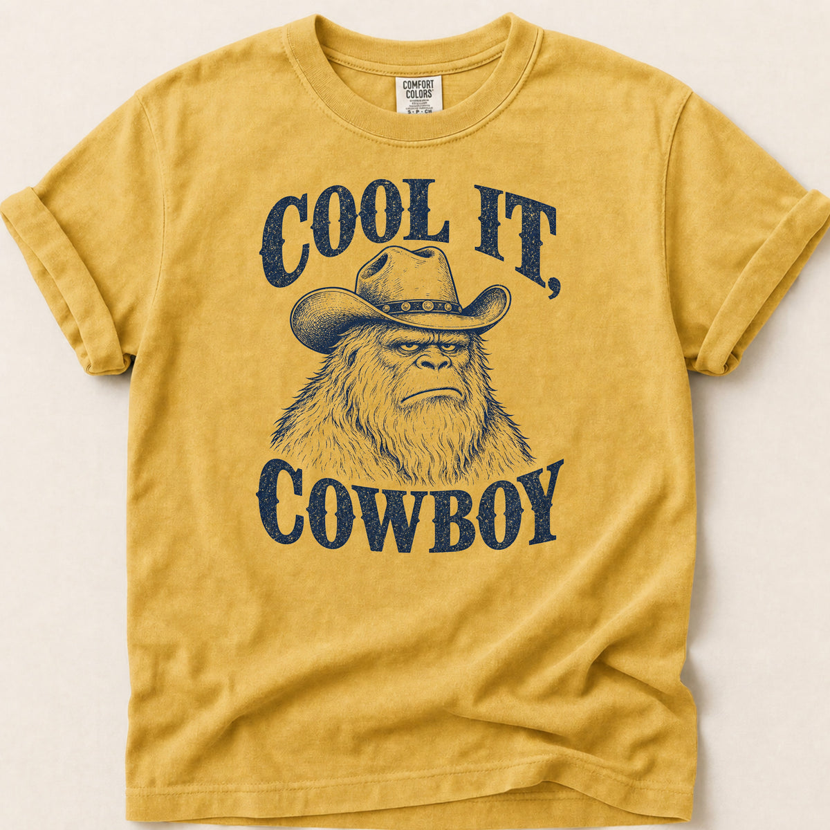 Cool It Bigfoot T-shirt on Mustard