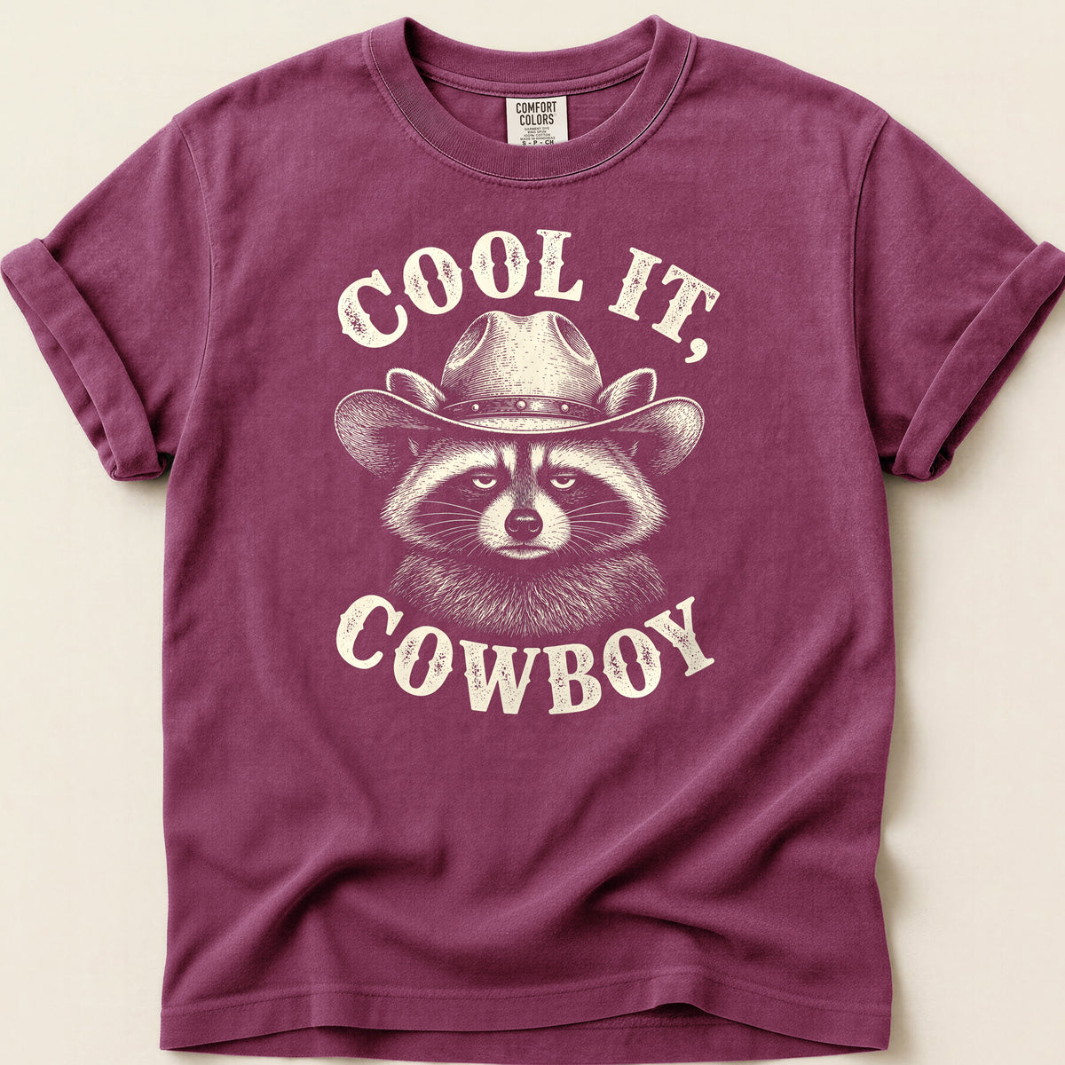Cool It Raccoon T-shirt on Berry
