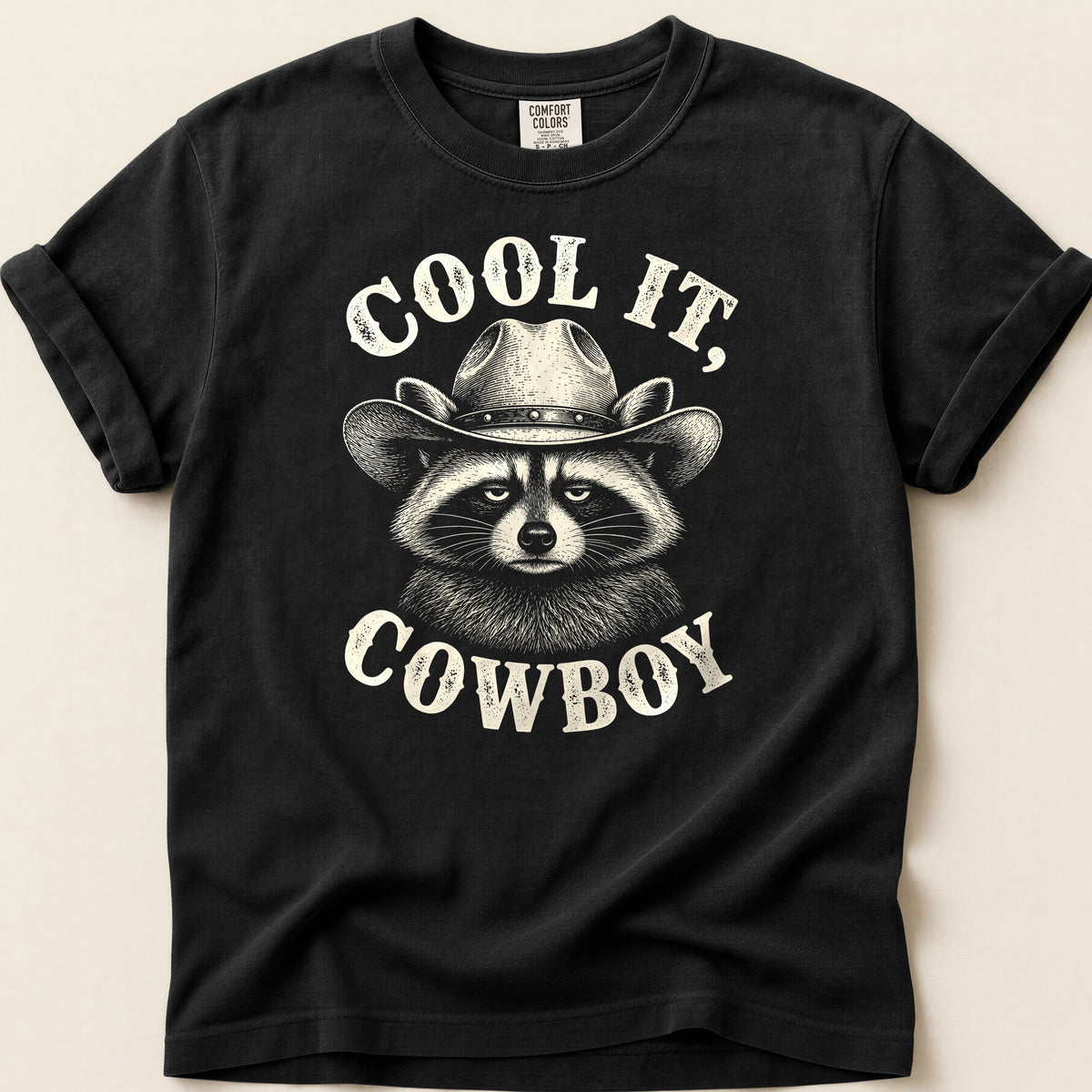 Cool It Raccoon T-shirt on Black