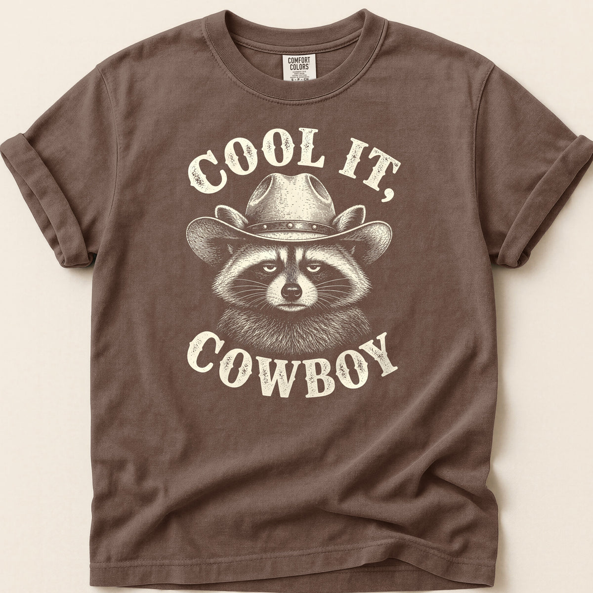 Cool It Raccoon T-shirt on Espresso