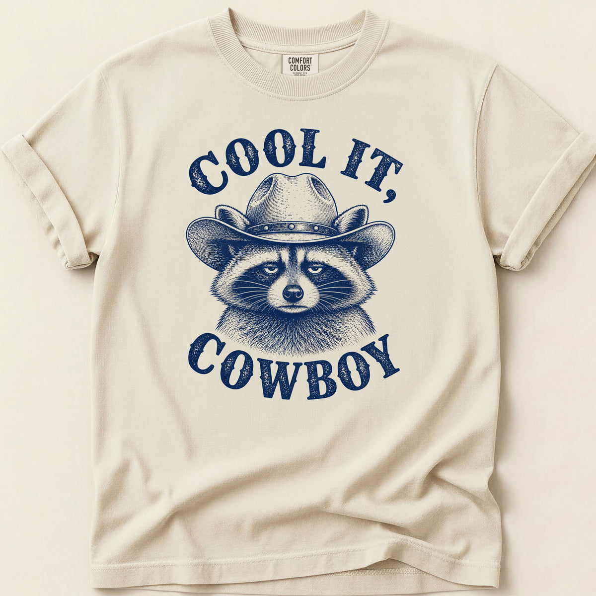 Cool It Raccoon T-shirt on Ivory