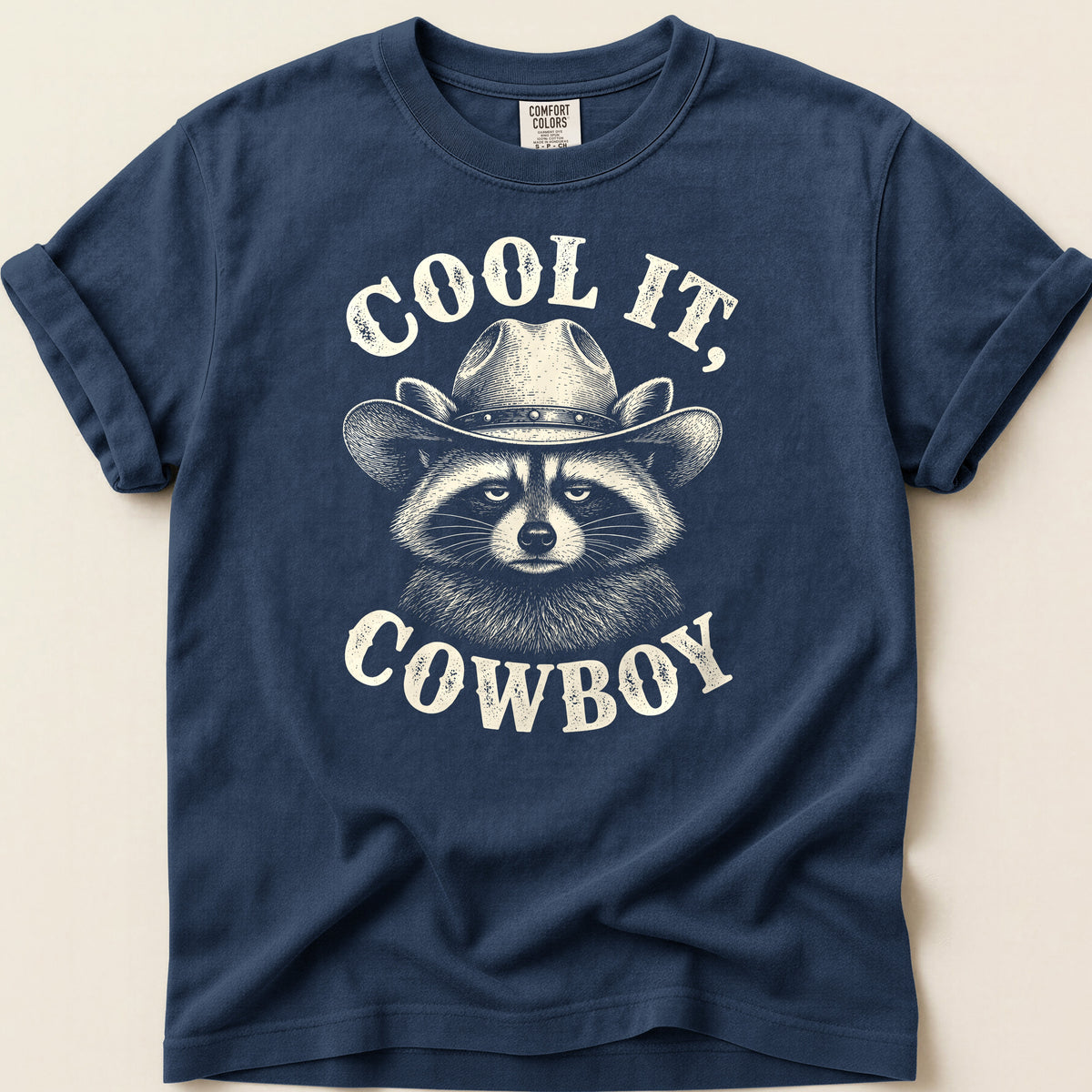 Cool It Raccoon T-shirt on Navy
