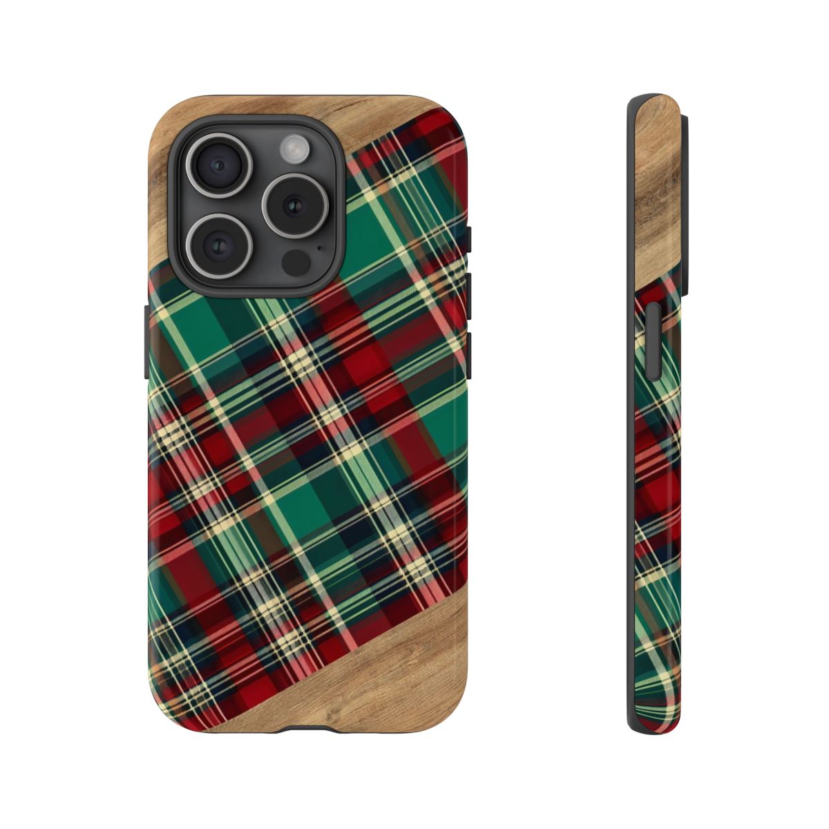 Country Christmas Plaid and Wood Tough Case