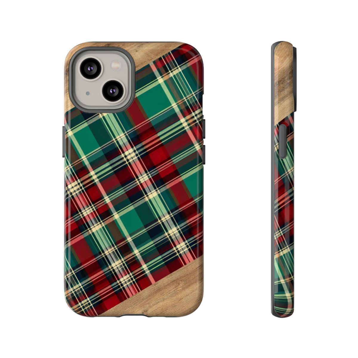 Country Christmas Plaid and Wood Tough Case